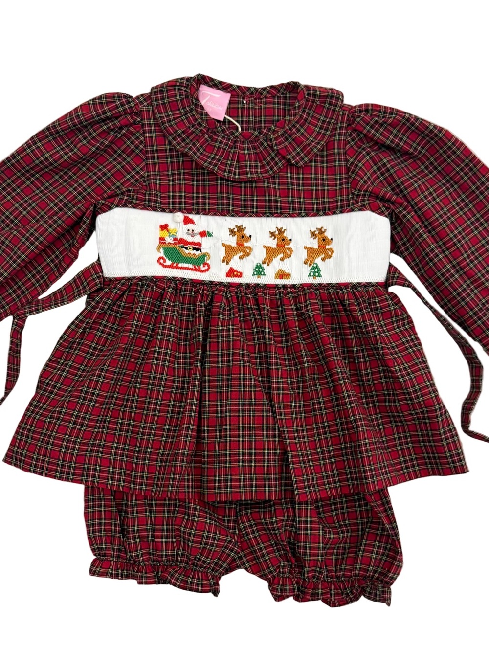 Santa Sleigh Smocked Bloomer Set